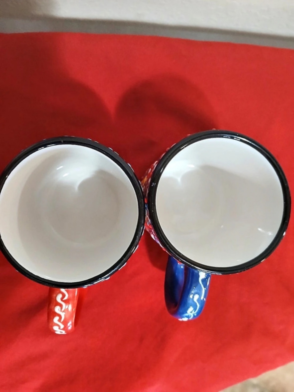 Myth Arts Handmade Turkish Ceramic Coffee Mug Set Red & Blue